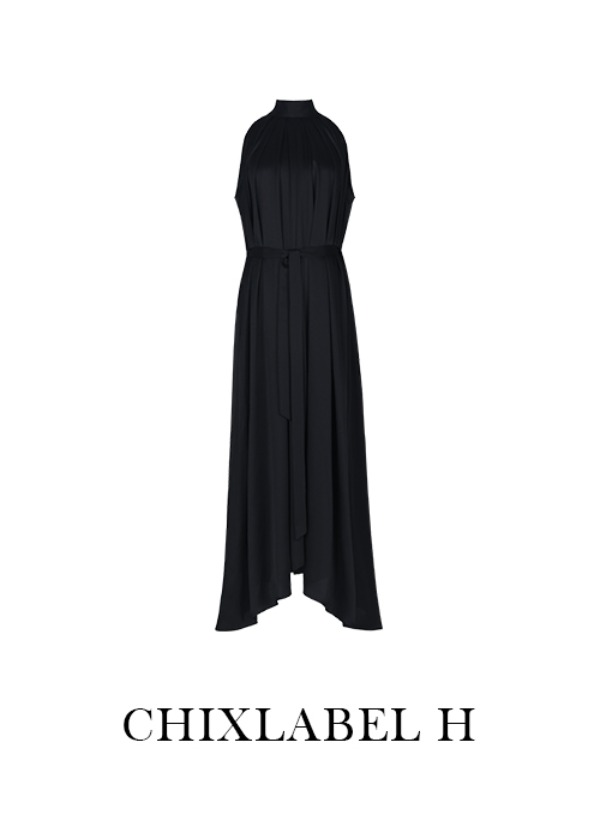 22SS CHIXLABEL H 홀터넥 스카프 맥시 드레스